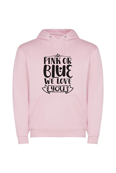 iLovePrints Fancy Love in Colors Φούτερ με κουκούλα σε χρώμα Ροζ