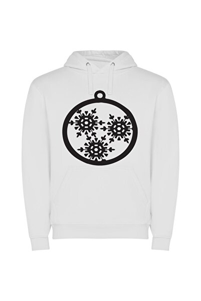 iLovePrints Elegant Snowflake Ornament Φούτερ με κουκούλα σε χρώμα Λευκό