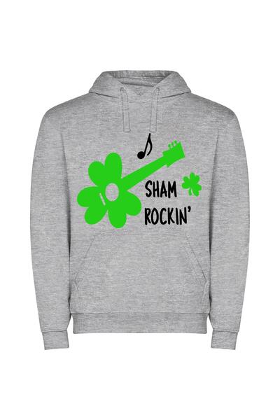 iLovePrints Shamrock Shaggy Rockin' Φούτερ με κουκούλα σε χρώμα Γκρι