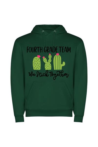 iLovePrints Cacti United: Fourth Grade Φούτερ με κουκούλα σε χρώμα Πράσινο