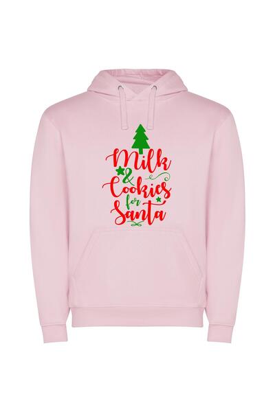 iLovePrints Merry Milk and Cookie Tree Φούτερ με κουκούλα σε χρώμα Ροζ