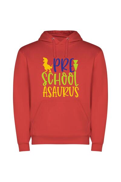 iLovePrints Prehistoric Pre-School Logo Φούτερ με κουκούλα σε χρώμα Κόκκινο