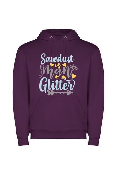 iLovePrints Glamourized Sawdust Sparkles Φούτερ με κουκούλα σε χρώμα Μωβ