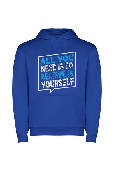 iLovePrints Power of Self-Belief Φούτερ με κουκούλα σε χρώμα Μπλε