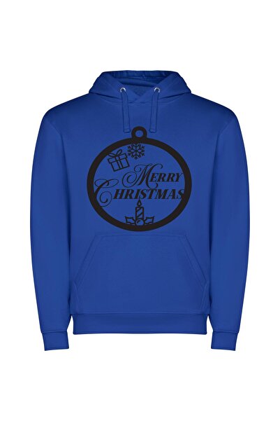 iLovePrints Elegant Monochrome Holiday Decor Φούτερ με κουκούλα σε χρώμα Μπλε