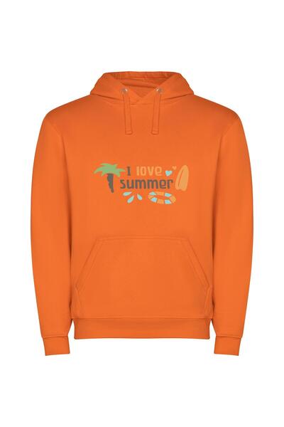 iLovePrints Sunny Escape: Summer Vibes Φούτερ με κουκούλα σε χρώμα Πορτοκαλί
