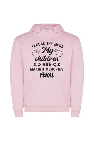 iLovePrints Chaos & Cherished Memories Φούτερ με κουκούλα σε χρώμα Ροζ