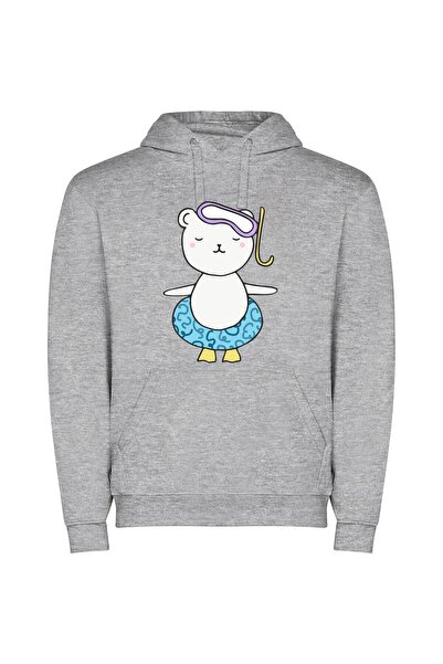 iLovePrints Dancing Water Bear Fiesta Φούτερ με κουκούλα σε χρώμα Γκρι