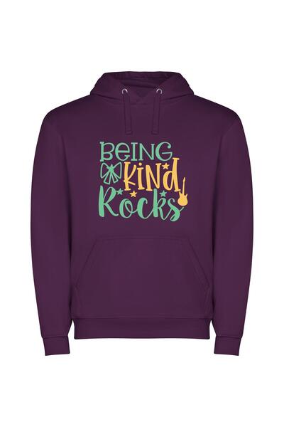 iLovePrints Rocks of Kindness Φούτερ με κουκούλα σε χρώμα Μωβ