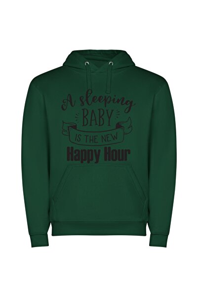iLovePrints Blissful Slumber: New Happy Φούτερ με κουκούλα σε χρώμα Πράσινο