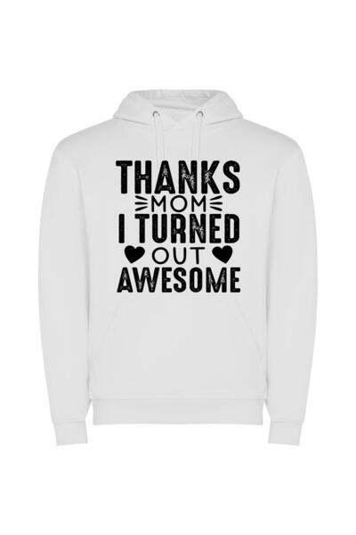 iLovePrints Monochromatic Gratitude: Thanks, Mom! Φούτερ με κουκούλα σε χρώμα...