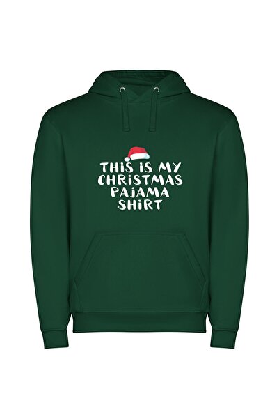 iLovePrints Chic Santa Hat Minimalism Φούτερ με κουκούλα σε χρώμα Πράσινο