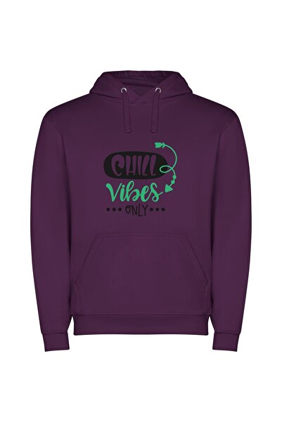 iLovePrints Cool Vibes Only Φούτερ με κουκούλα σε χρώμα Μωβ