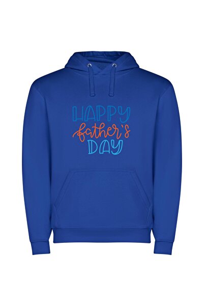 iLovePrints Beloved Dad, Happy Day Φούτερ με κουκούλα σε χρώμα Μπλε