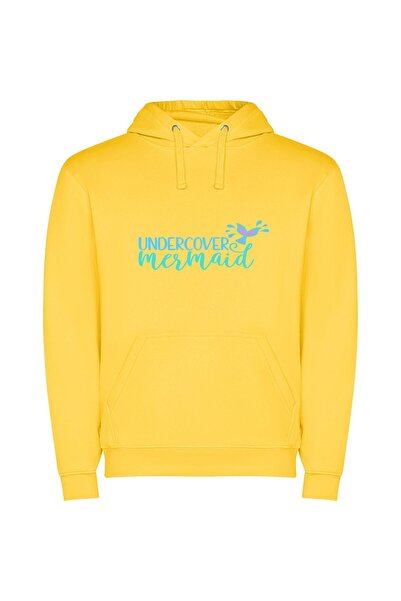 iLovePrints Diving Mermaid Majesty Φούτερ με κουκούλα σε χρώμα Κίτρινο