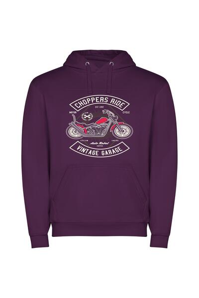 iLovePrints Digital Motorcycle Masterpiece Φούτερ με κουκούλα σε χρώμα Μωβ