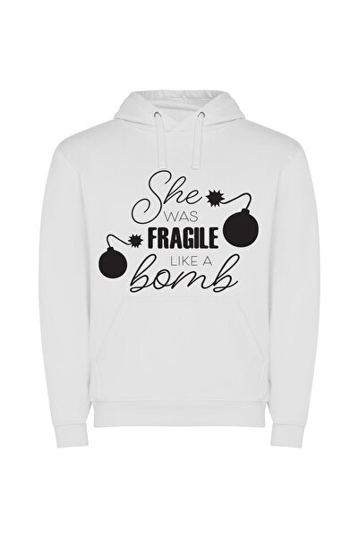 iLovePrints Fragile Bombshell Journey Φούτερ με κουκούλα σε χρώμα Λευκό