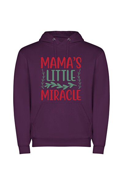 iLovePrints Mama's Miracle Sign: Maternal Bliss Φούτερ με κουκούλα σε χρώμα Μωβ