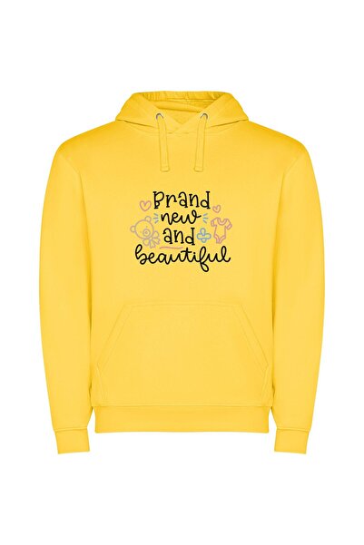 iLovePrints Brand New & Beautiful Φούτερ με κουκούλα σε χρώμα Κίτρινο