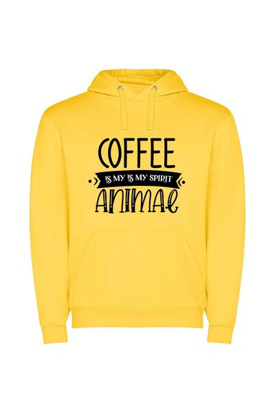 iLovePrints Caffeine's Charmed Animal Φούτερ με κουκούλα σε χρώμα Κίτρινο