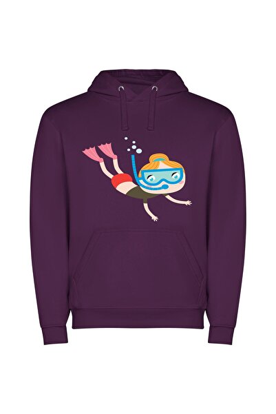 iLovePrints Deep Sea Explorer Φούτερ με κουκούλα σε χρώμα Μωβ