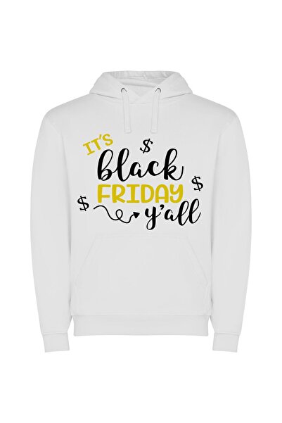 iLovePrints Black Friday Chic Deals Φούτερ με κουκούλα σε χρώμα Λευκό