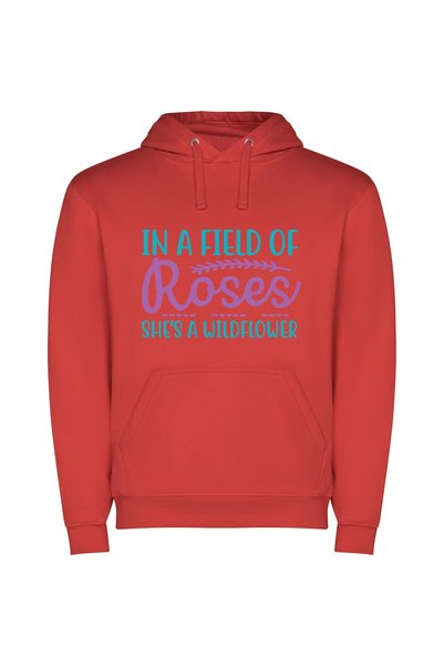 iLovePrints Blossoming Wild Beauty Φούτερ με κουκούλα σε χρώμα Κόκκινο
