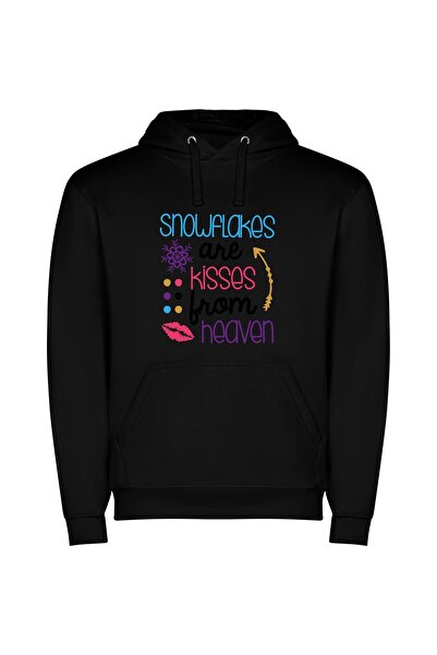 iLovePrints Heavenly Snowflake Kisses Φούτερ με κουκούλα σε χρώμα Μαύρο