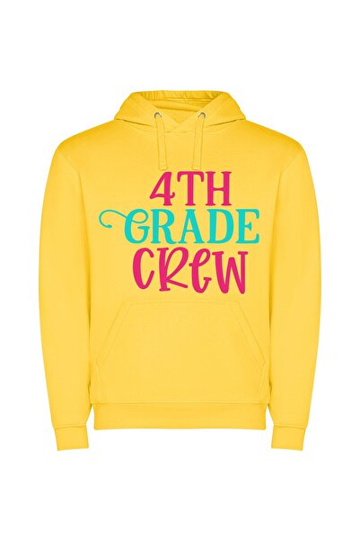 iLovePrints Vibrant 4th Grade Crew Φούτερ με κουκούλα σε χρώμα Κίτρινο
