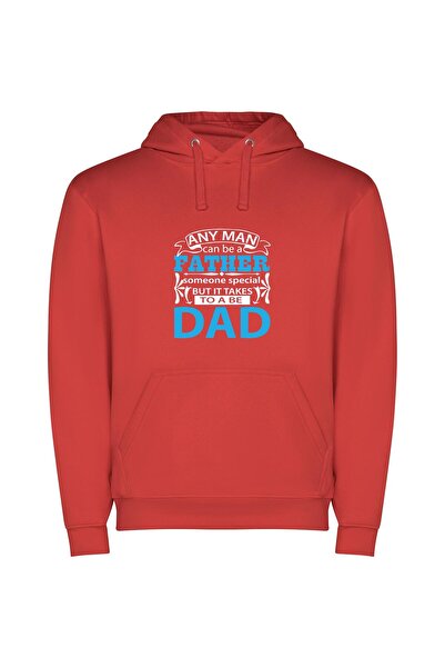 iLovePrints Super Dad Φούτερ με κουκούλα σε χρώμα Κόκκινο
