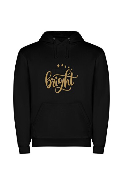 iLovePrints Radiant Lettering: White Brilliance Φούτερ με κουκούλα σε χρώμα Μ...