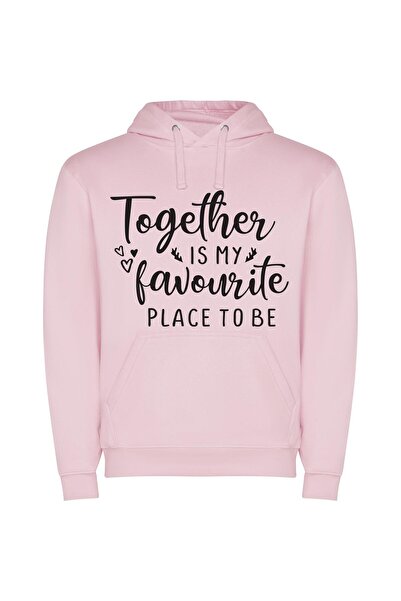 iLovePrints Trendy Together: Close and Uploaded Φούτερ με κουκούλα σε χρώμα Ροζ