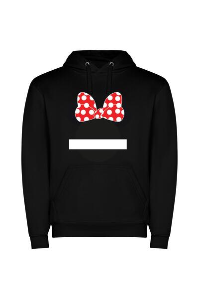 iLovePrints Enchanting Bow-Topped Mouse Φούτερ με κουκούλα σε χρώμα Μαύρο