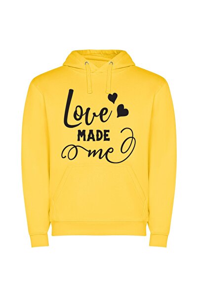 iLovePrints Noir Amour: Handcrafted Elegance Φούτερ με κουκούλα σε χρώμα Κίτρινο