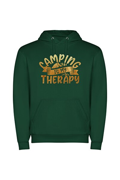 iLovePrints Therapeutic Camping Escape Φούτερ με κουκούλα σε χρώμα Πράσινο