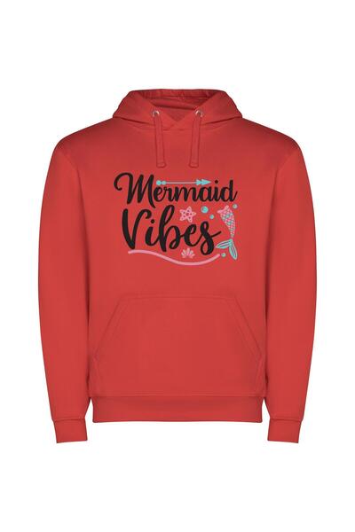 iLovePrints Enchanting Mermaid Vibes Φούτερ με κουκούλα σε χρώμα Κόκκινο