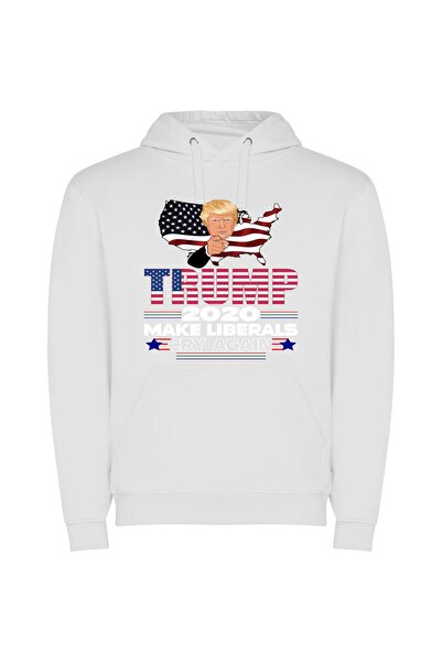 iLovePrints Trump: A Presidential Portrait Φούτερ με κουκούλα σε χρώμα Λευκό