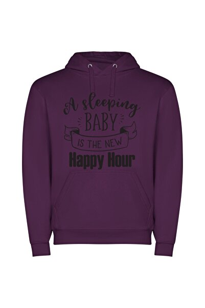 iLovePrints Blissful Slumber: New Happy Φούτερ με κουκούλα σε χρώμα Μωβ