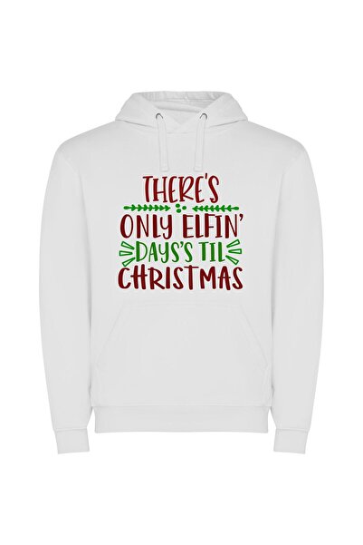 iLovePrints Brillig Elves' Countdown: Inspired Φούτερ με κουκούλα σε χρώμα Λευκό