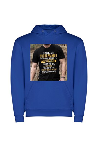 iLovePrints Easy Rider of Coding Φούτερ με κουκούλα σε χρώμα Μπλε