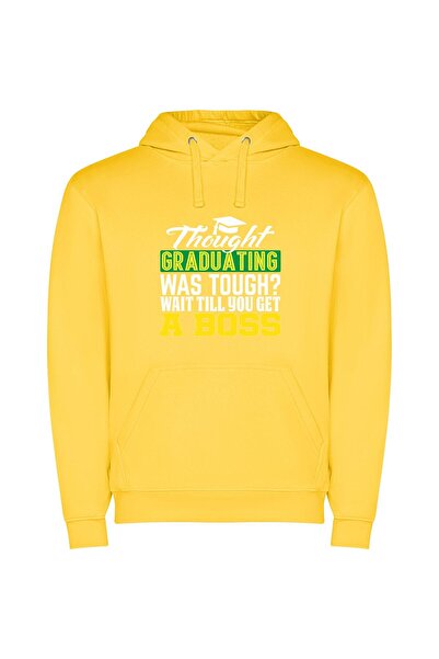 iLovePrints 2023 Grad Boss Shirt Φούτερ με κουκούλα σε χρώμα Κίτρινο