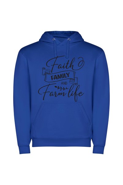 iLovePrints Faithful Roots: Farm & Family Φούτερ με κουκούλα σε χρώμα Μπλε