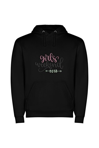 iLovePrints Chic Girls Retreat Φούτερ με κουκούλα σε χρώμα Μαύρο
