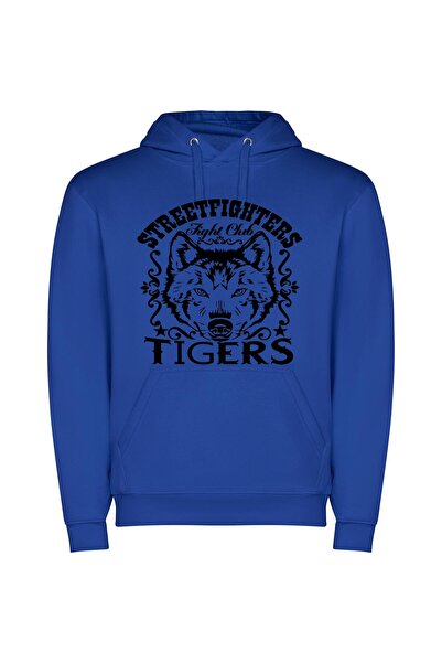 iLovePrints Streetwear Wolf: Adobe Masterpiece Φούτερ με κουκούλα σε χρώμα Μπλε