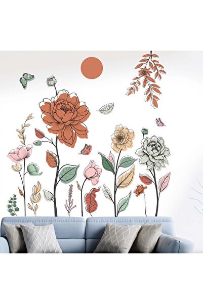 Amimagen Boho Flower Wall Stickers for Bedroom: Peel and Stick Wildflower Flo...