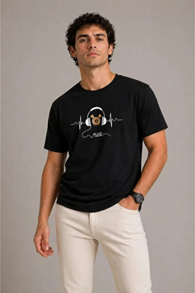 Wear Up Men's Music Themed Printed T-Shirt Crew Neck Short Sleeve T-Shirt - B...