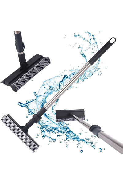 Ayawaska Curatator de geamuri telescopic 2 in 1, racleta cu burete si coada r...