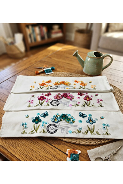 Fiesta Tufting 3D vezeni 100% pamuk 3 komada 50x90 cm ručnici za lice i ruke