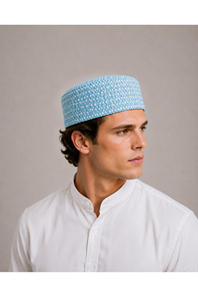 koçaktoptan Blue Print Patterned Skullcap