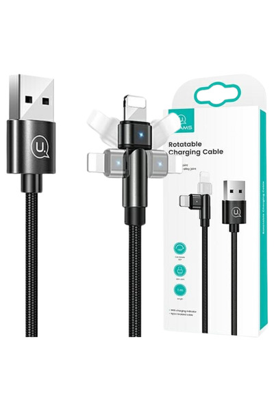 Usams Cablu împletit pentru Lightning iPhone 12 13 14 1M cu finisaj din cauciuc